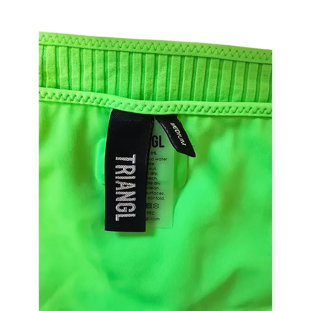 Triangl Neon Green Ribbed Bikini Women’s S/M NWOT Swimwear Set